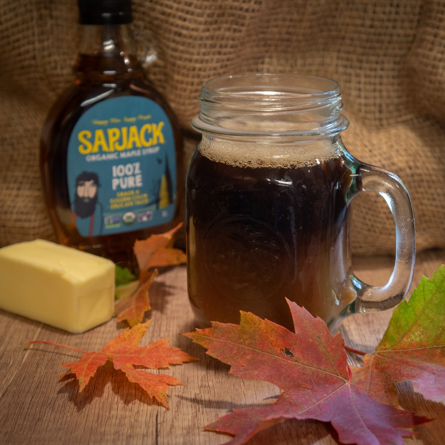 A mug of cozy flavored coffee with maple syrup and butter notes