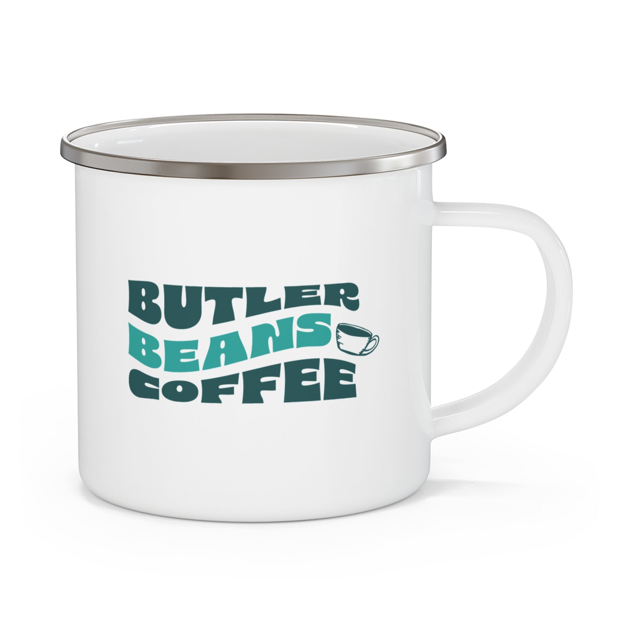 Butler Beans Camping Mug - Perfect for Coffee Lovers on Outdoor Adventures Merchandise Printify 12oz