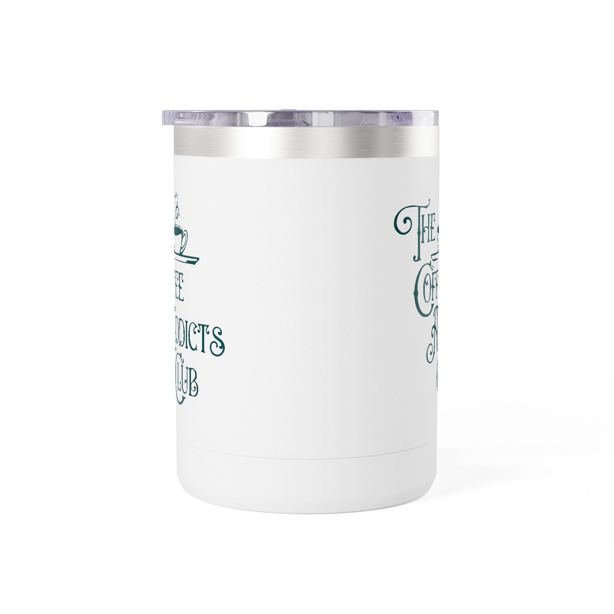 The Coffee Addicts Club 15oz Coffee Mug Tumbler – Perfect for Coffee Lovers, Travel Mug, Birthday Gift, Home Office Decor, Unique Beverage Container Merchandise Printify