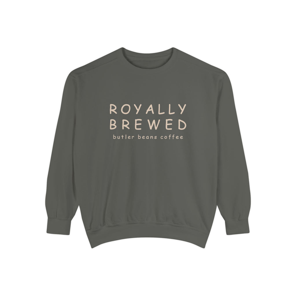 Royally Brewed Coffee Sweatshirt, Cozy Unisex Pullover, Perfect Gift for Coffee Lovers, Fall Fashion, Casual Wear, Cafe Outfit Merchandise Printify