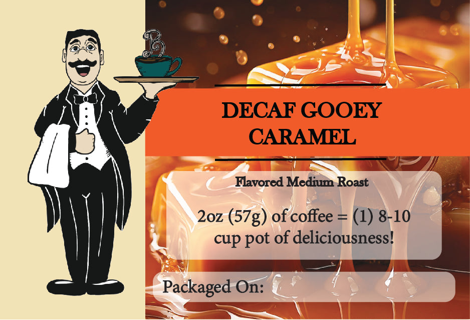 Gooey Caramel Flavored Coffee – Buttery, Creamy, and Smooth | Butler Beans Coffee Butler Beans Coffee Decaffeinated Ground 2 ounces