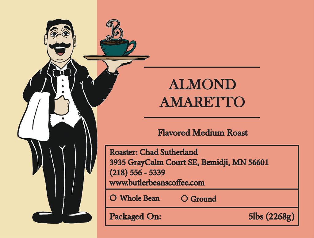 Almond Amaretto Flavored Coffee – Reminiscent of Grandma's Kitchen at Christmas | Butler Beans Coffee Butler Beans Coffee Regular Ground 5 LBS