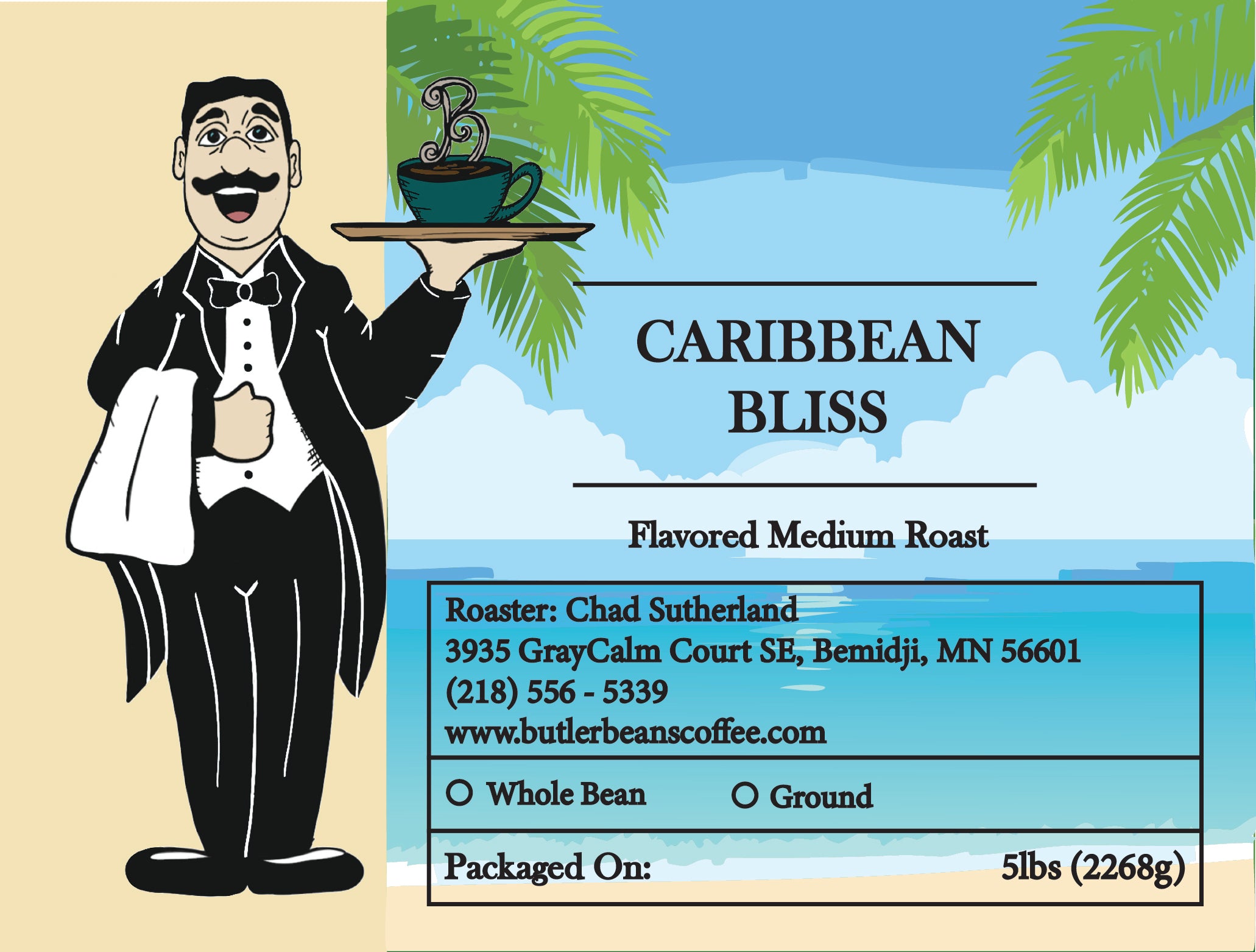 Caribbean Bliss Flavored Coffee – Caramel, Vanilla & Kahlúa | Butler Beans Coffee Butler Beans Coffee Regular Ground 5 LBS