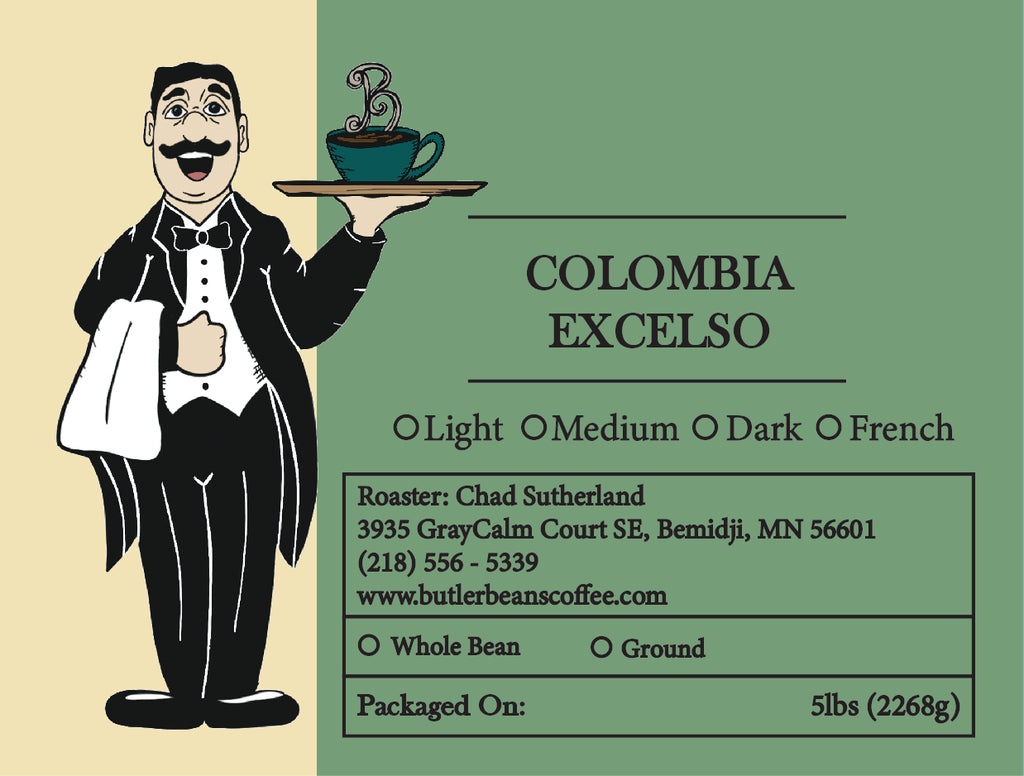 Colombia Excelso Coffee – Smooth, Balanced, Fresh Roasted | Butler Beans Coffee Butler Beans Coffee Light Ground 5 LBS