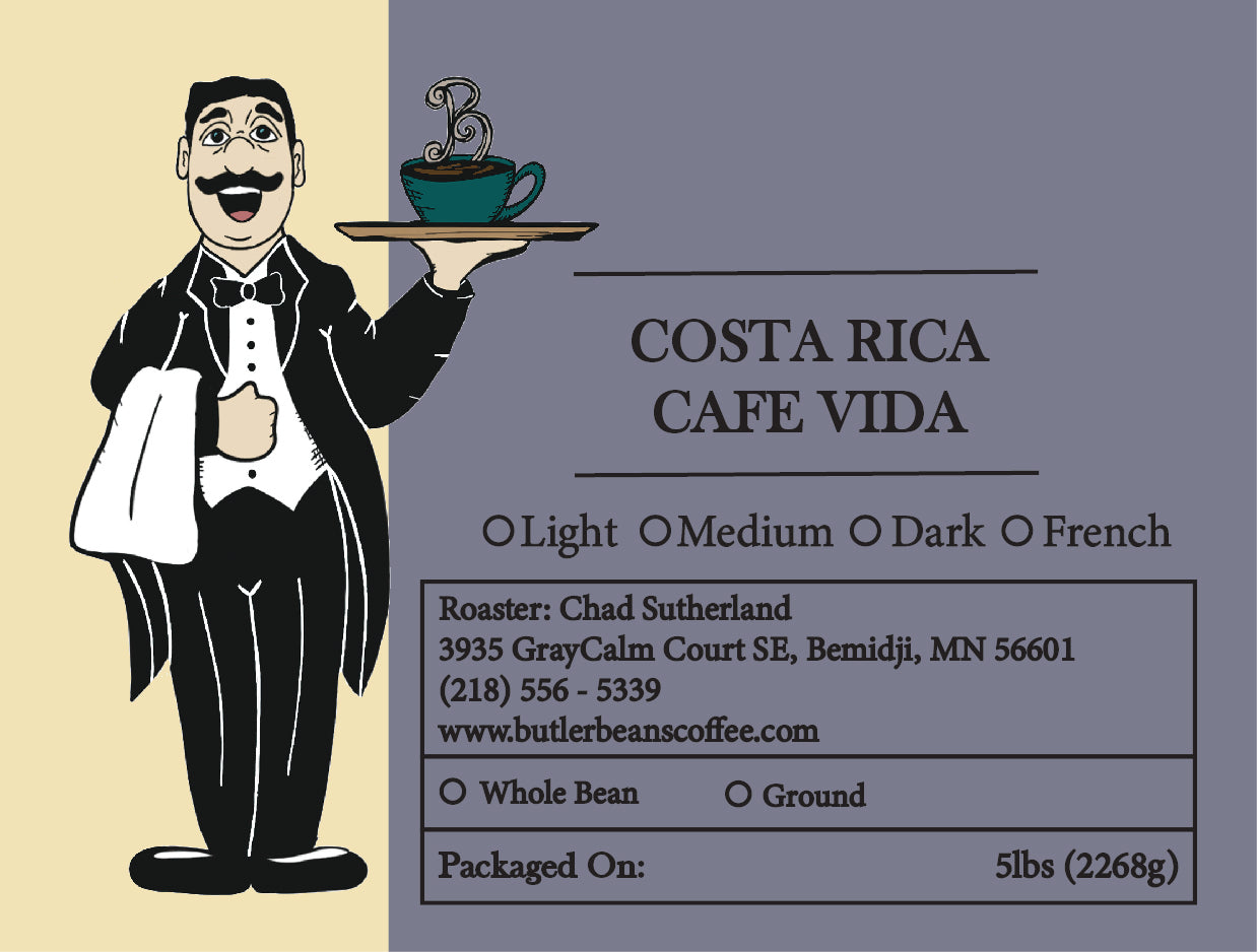 Costa Rica Café Vida Coffee – Bright, Clean, Fresh Roasted | Butler Beans