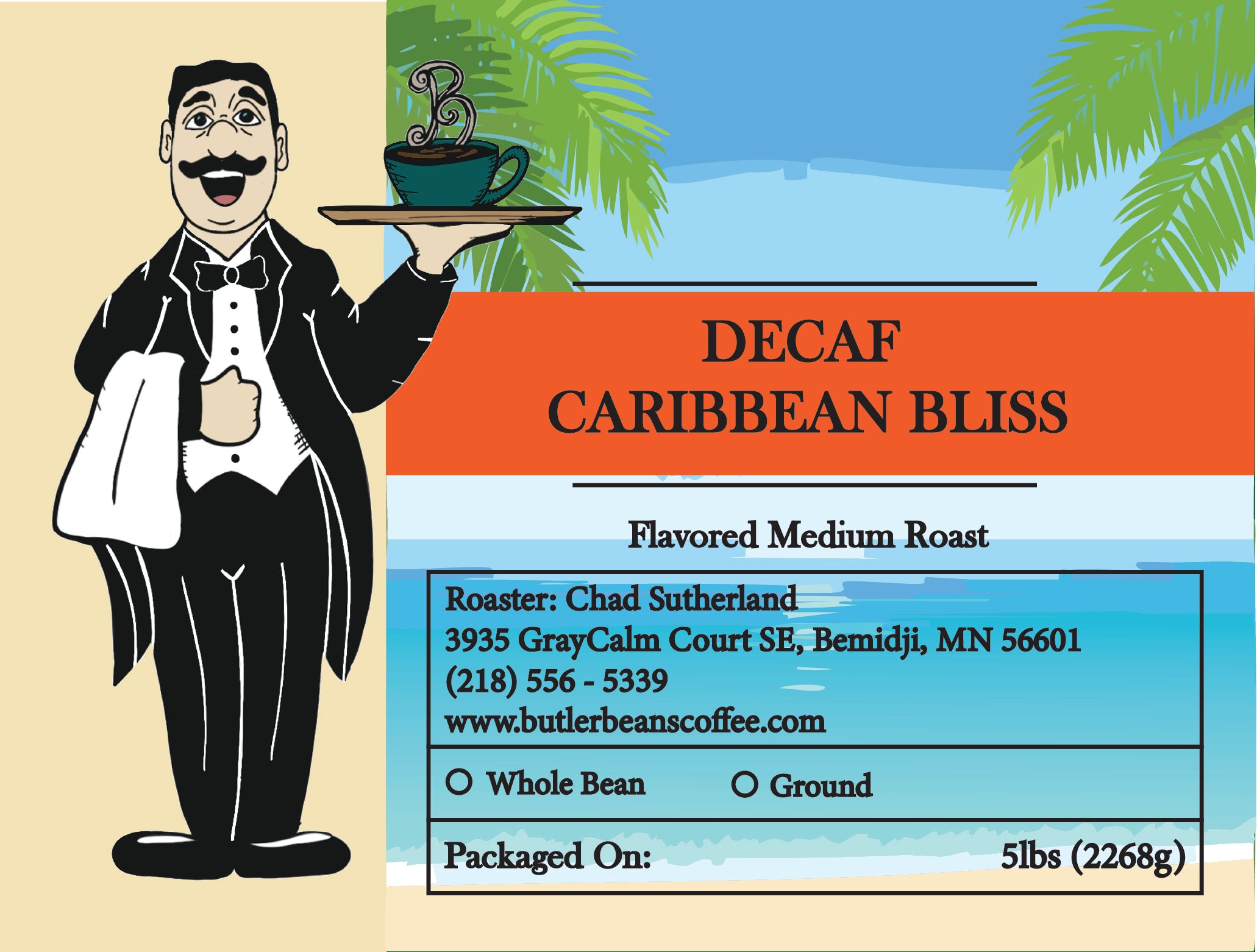 Caribbean Bliss Flavored Coffee – Caramel, Vanilla & Kahlúa | Butler Beans Coffee Butler Beans Coffee Decaffeinated Ground 5 LBS