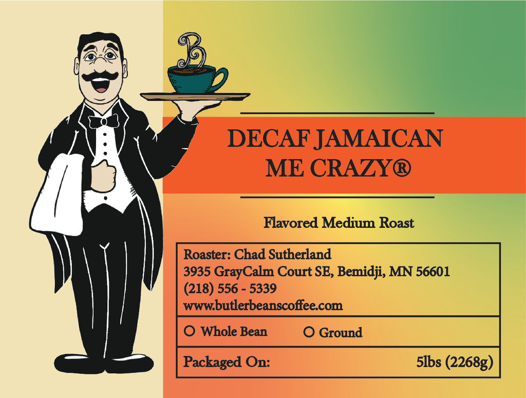 Jamaican Me Crazy® Flavored Coffee – Caramel, Vanilla & Kahlúa | Butler Beans Coffee Butler Beans Coffee Decaffeinated Ground 5 LBS