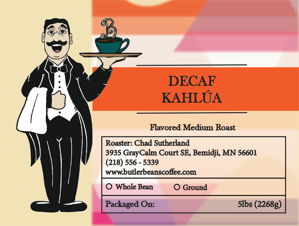 Kahlúa Flavored Coffee – Rich, Sweet & Smooth | Butler Beans Coffee Butler Beans Coffee Decaffeinated Ground 5 LBS