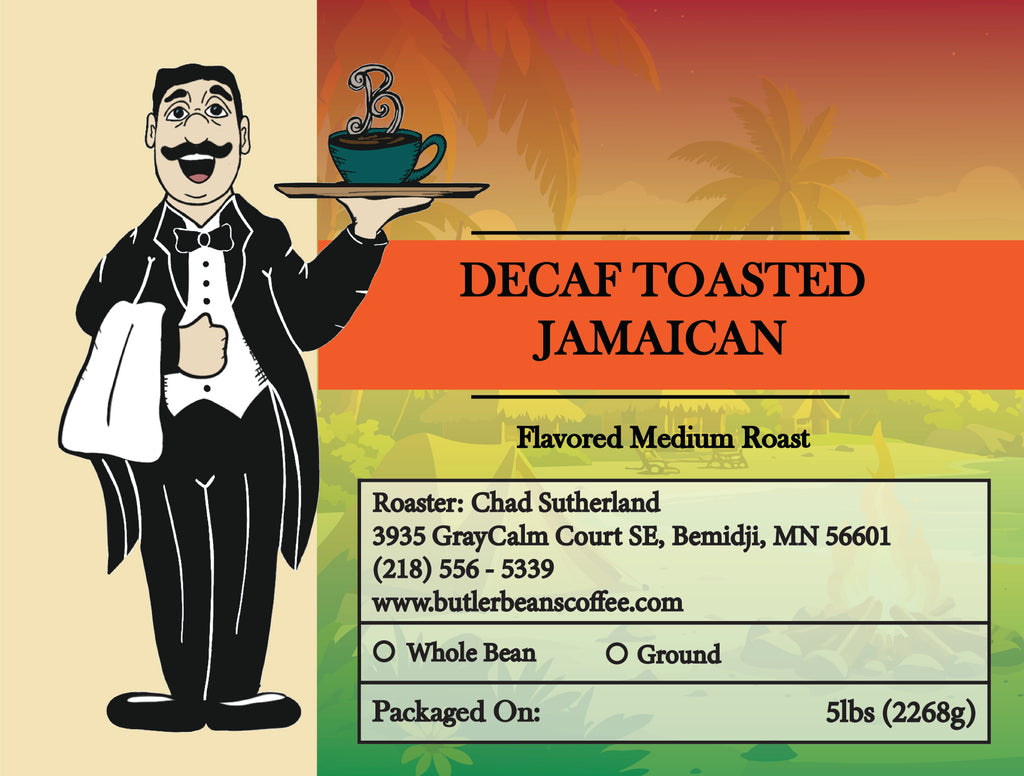 Toasted Jamaican Coffee – Sweet Toasty Island Indulgence | Butler Beans Coffee Butler Beans Coffee Decaffeinated Ground 5 LBS