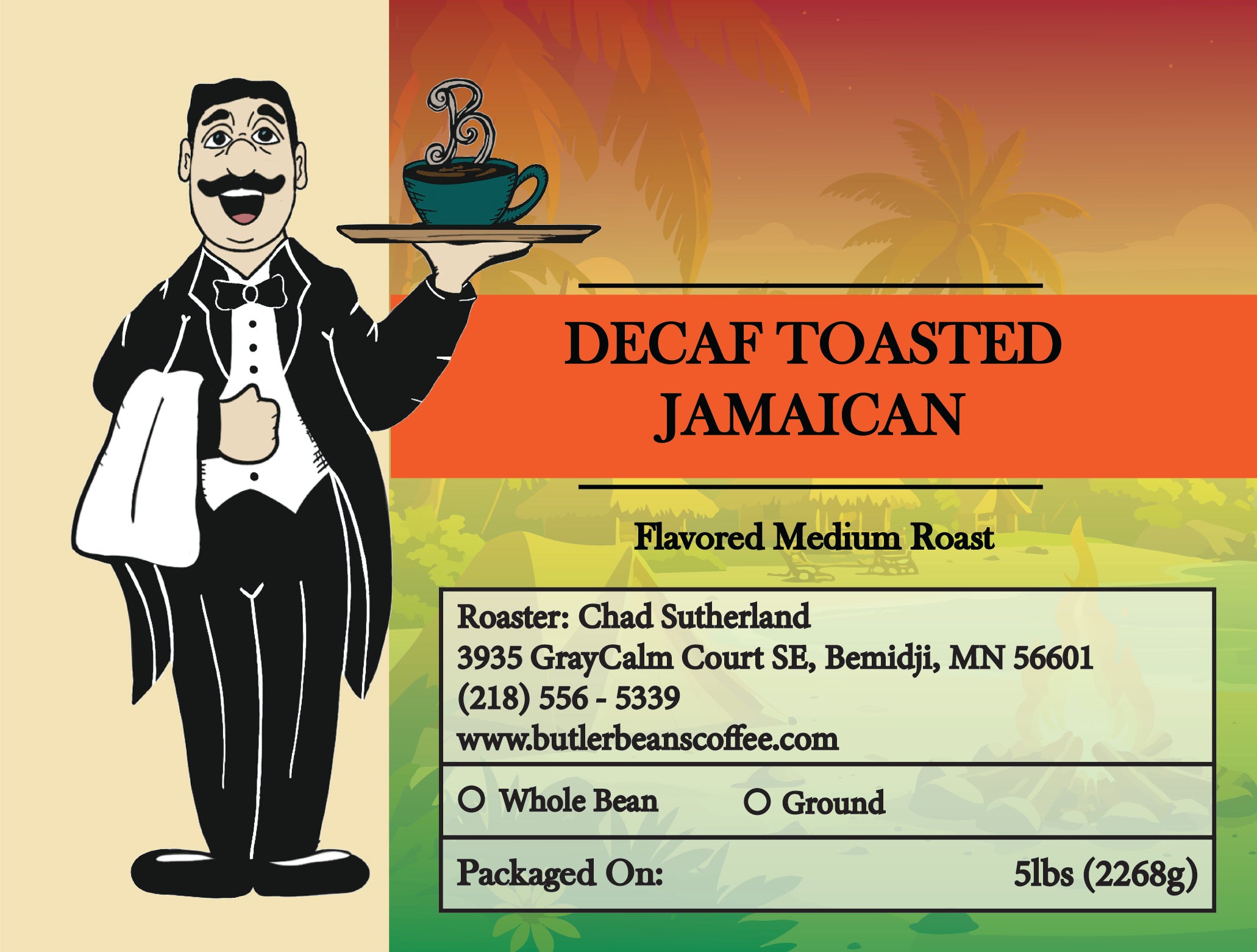 Toasted Jamaican Coffee – Sweet Toasty Island Indulgence | Butler Beans Coffee Butler Beans Coffee Decaffeinated Ground 5 LBS