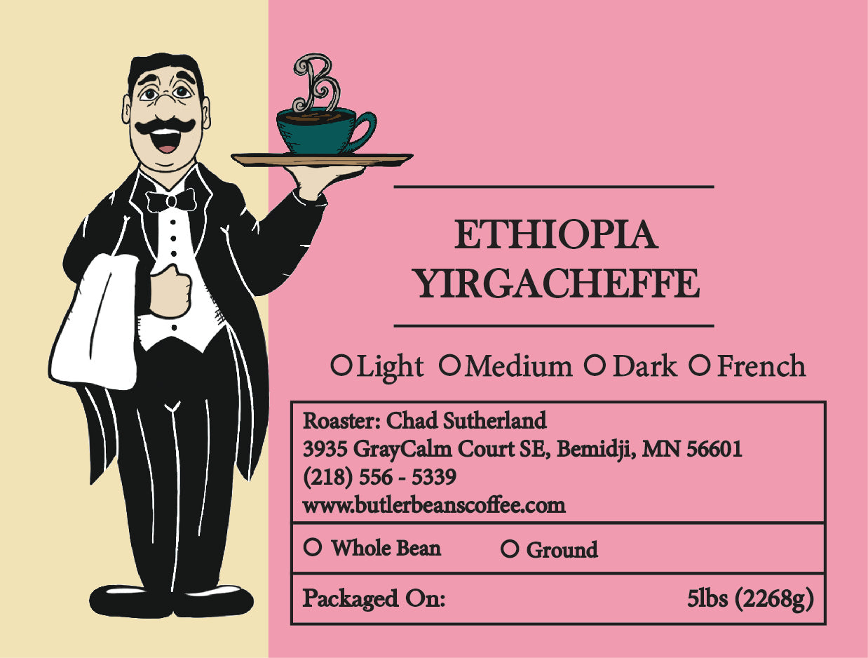 Ethiopia Yirgacheffe Coffee – Floral, Citrus, Fresh Roasted | Butler Beans Coffee Butler Beans Coffee Light Ground 5 LBS
