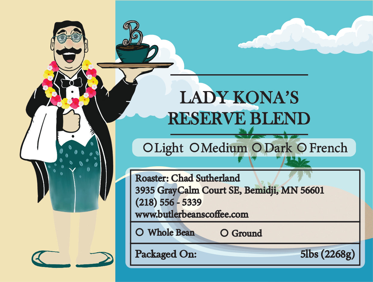 Lady Kona’s Reserve Blend – Smooth Hawaiian-Inspired Coffee | Butler Beans Coffee Butler Beans Coffee Light Ground 5 LBS