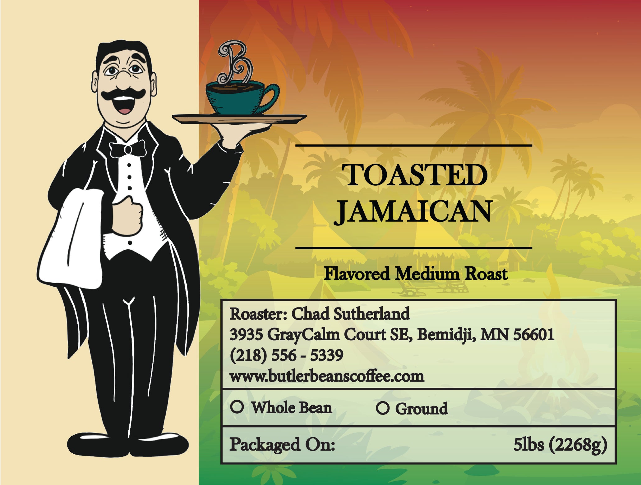 Toasted Jamaican Coffee – Sweet Toasty Island Indulgence | Butler Beans Coffee Butler Beans Coffee Regular Ground 5 LBS