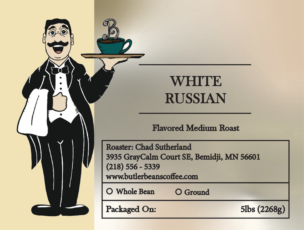 White Russian Flavored Coffee – Creamy Cocktail-Inspired Coffee | Butler Beans Coffee Butler Beans Coffee Regular Ground 5 LBS