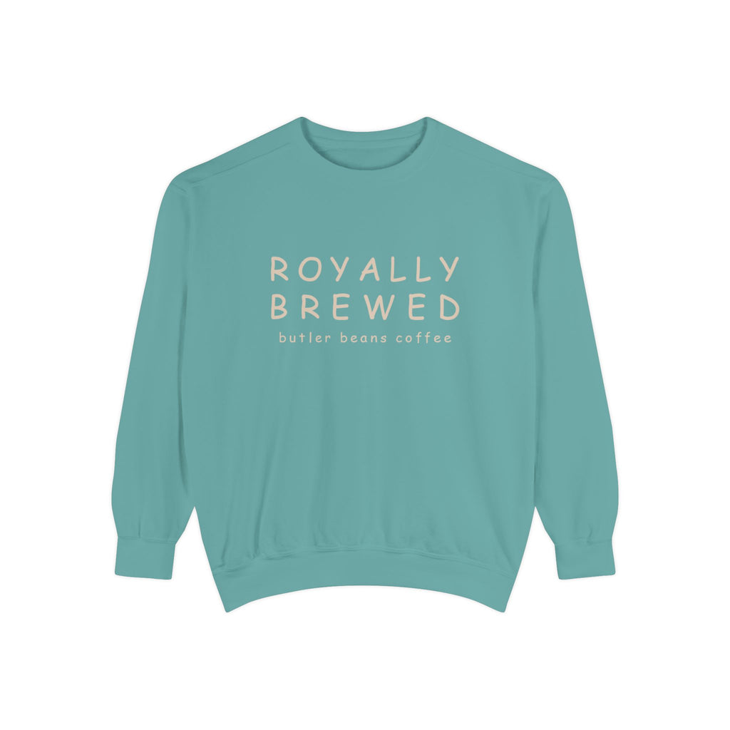 Royally Brewed Coffee Sweatshirt, Cozy Unisex Pullover, Perfect Gift for Coffee Lovers, Fall Fashion, Casual Wear, Cafe Outfit Merchandise Printify