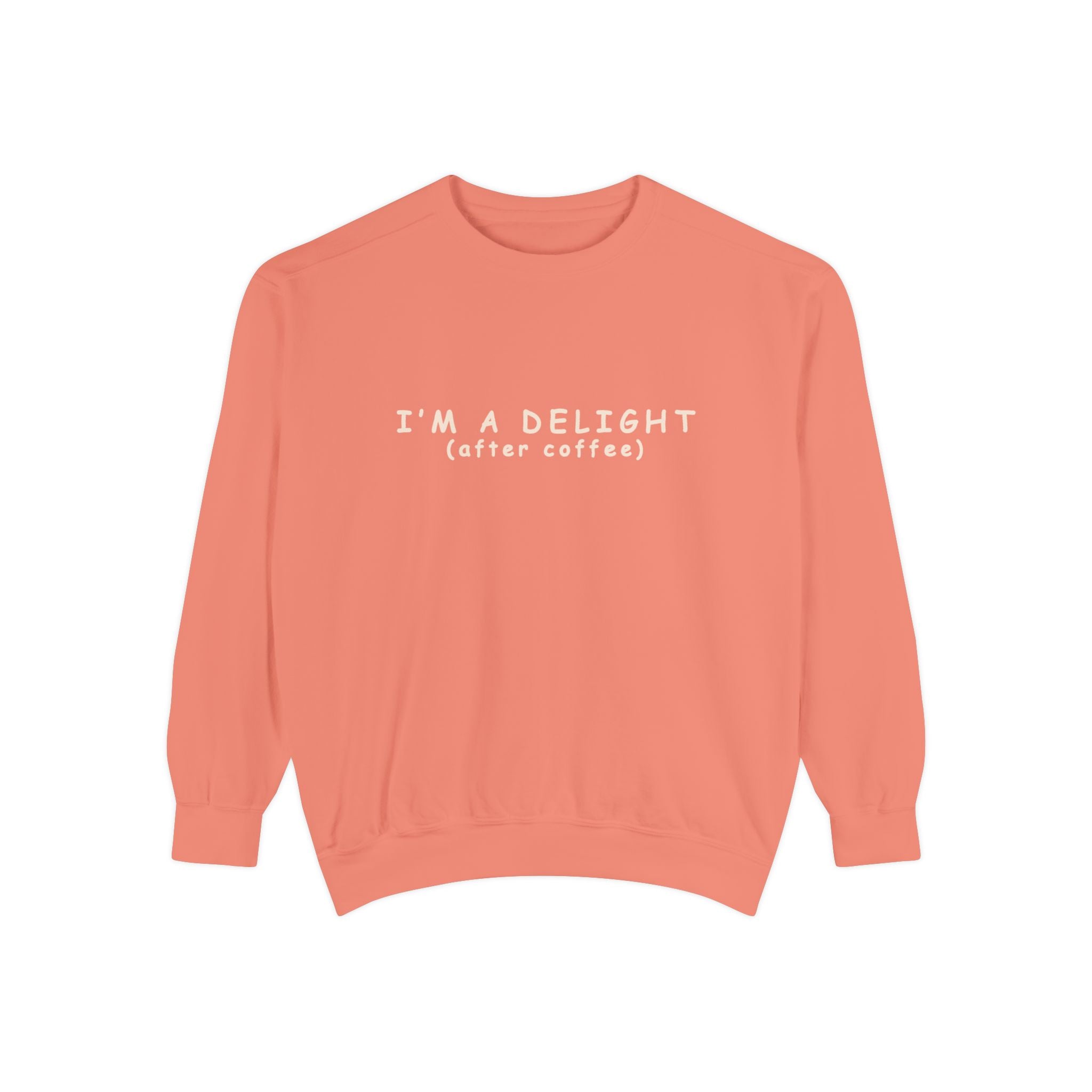 I'm a Delight (after coffee) Sweatshirt — Cozy Coffee Lover Pullover Merchandise Printify Terracotta S