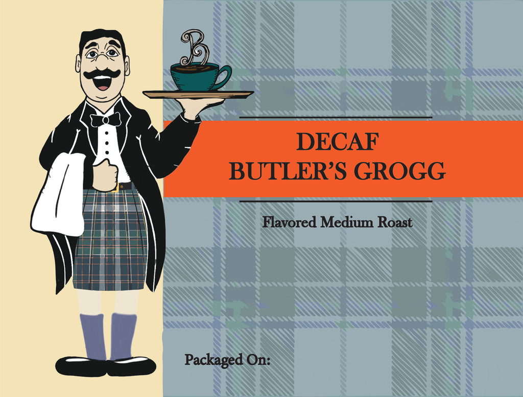Butler's Grogg Flavored Coffee – Warm Pecan, Cinnamon & Brandy Notes | Butler Beans Coffee Butler Beans Coffee Decaffeinated Ground 8 ounces