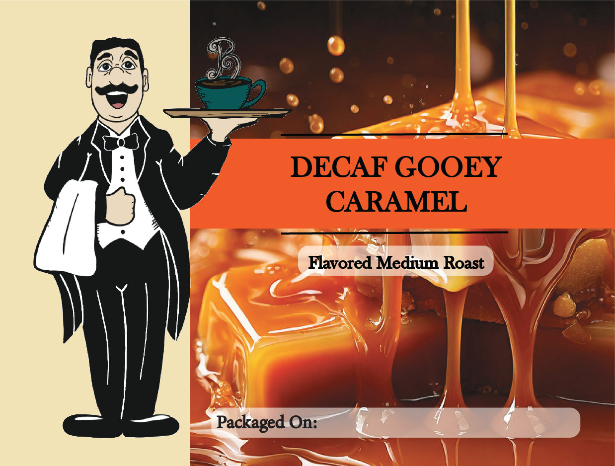 Gooey Caramel Flavored Coffee – Buttery, Creamy, and Smooth | Butler Beans Coffee Butler Beans Coffee Decaffeinated Ground 8 ounces