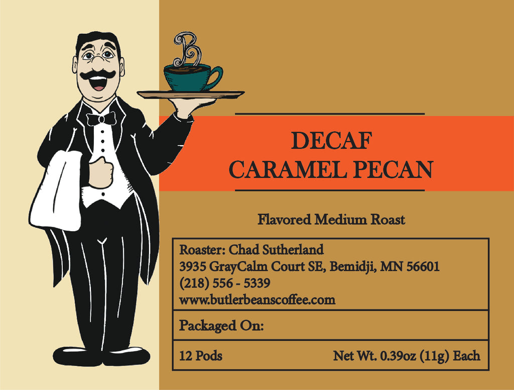 Caramel Pecan Flavored Coffee – Sweet, Nutty, Fresh Roasted | Butler Beans Coffee Butler Beans Coffee Decaffeinated Ground 12 K-Cups®