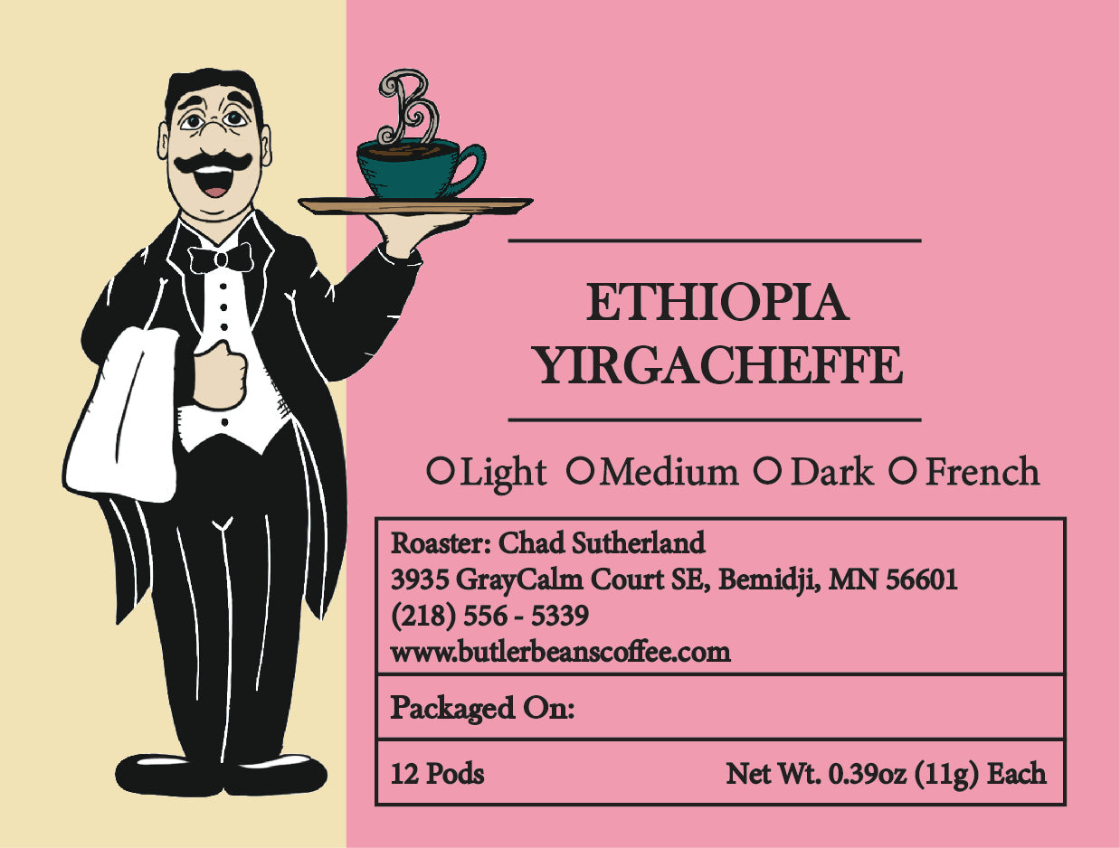 Ethiopia Yirgacheffe Coffee – Floral, Citrus, Fresh Roasted | Butler Beans Coffee Butler Beans Coffee Light Ground 12 K-Cups®