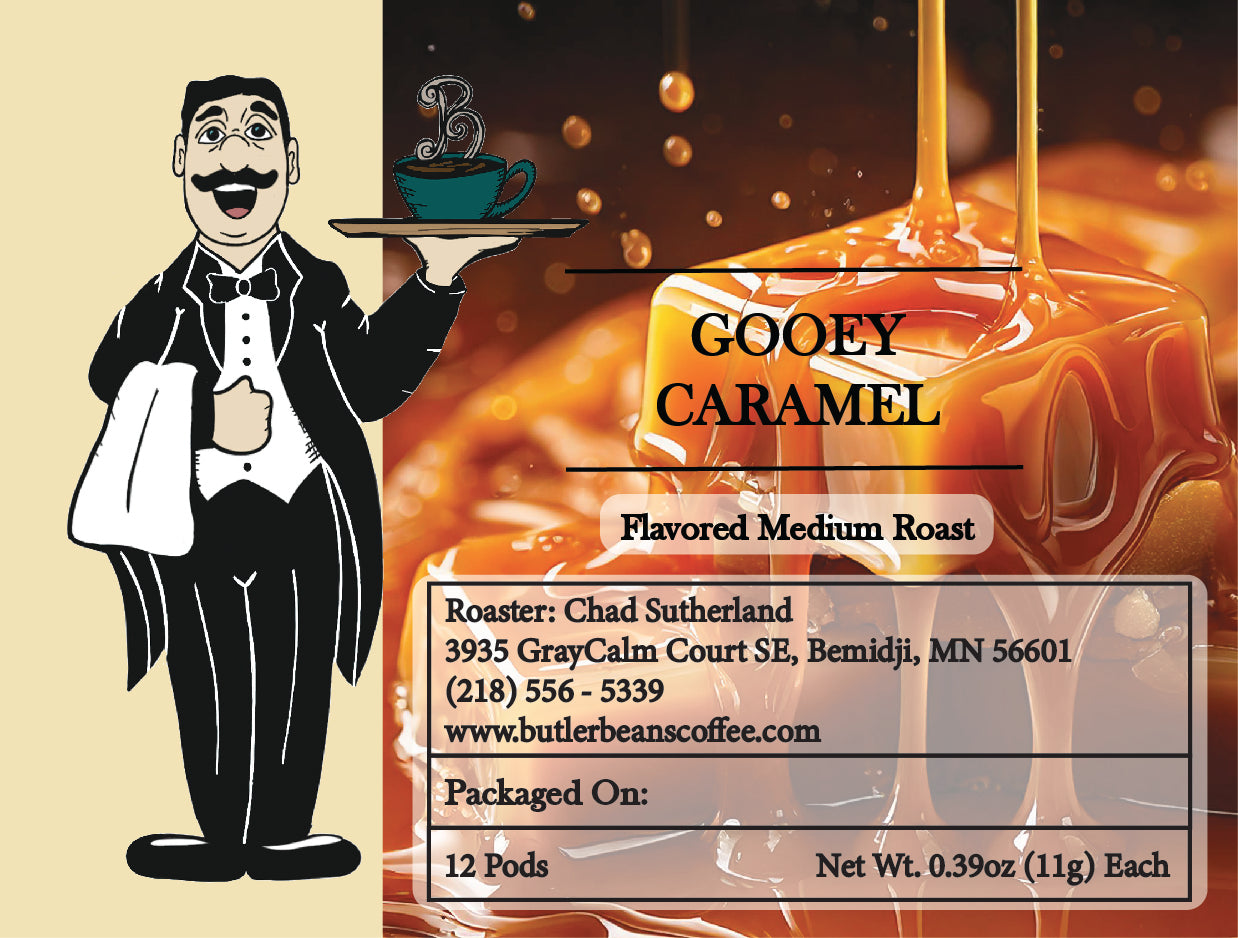 Gooey Caramel Flavored Coffee – Buttery, Creamy, and Smooth | Butler Beans Coffee Butler Beans Coffee Regular Ground 12 K-Cups®