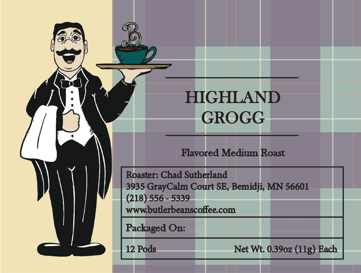 Highland Grogg Flavored Coffee – Butterscotch, Vanilla & Bourbon Aroma | Butler Beans