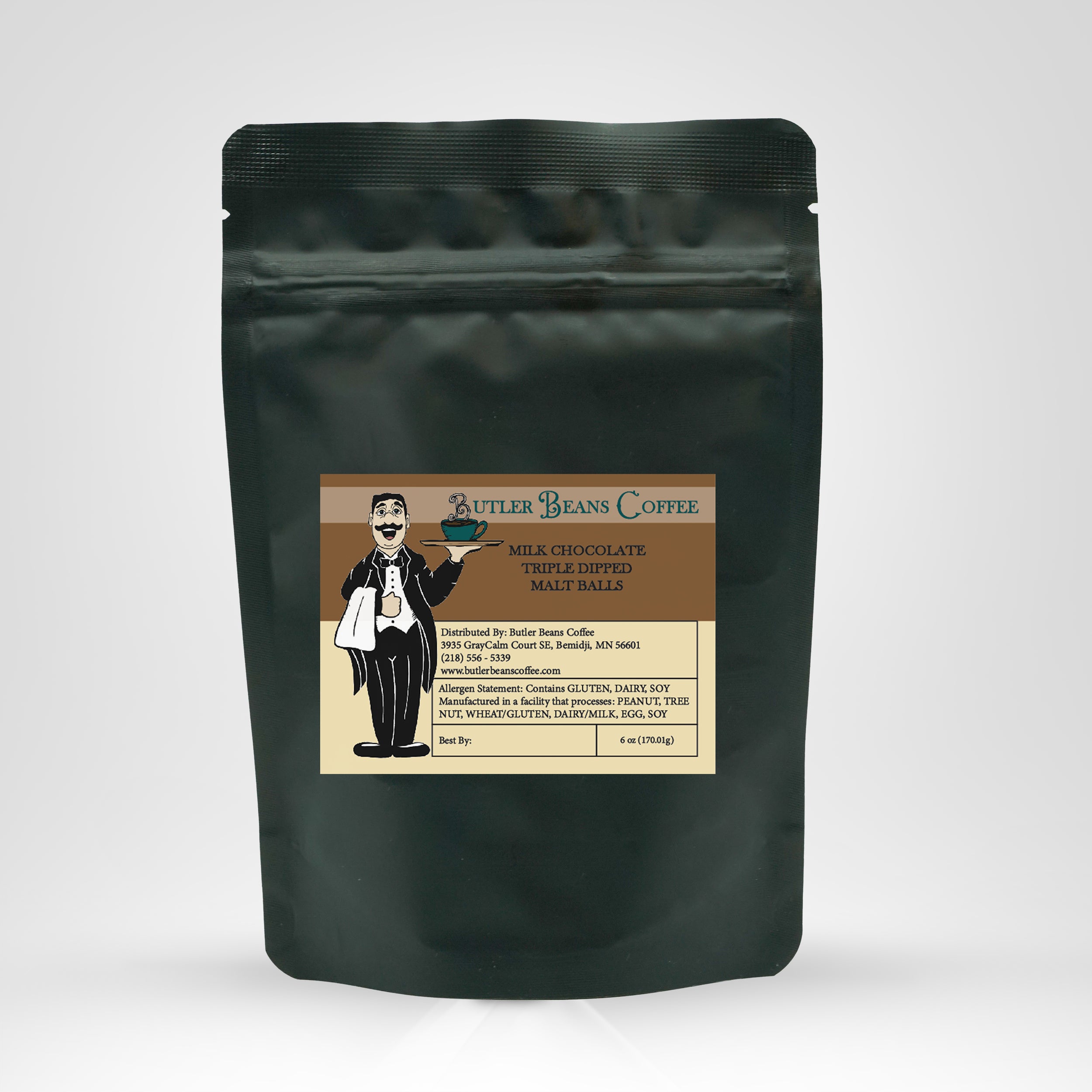 Milk Chocolate Malted Milk Balls Candy Butler Beans Coffee