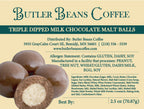 Triple Dipped Milk Chocolate Malted Milk Balls Candy Butler Beans Coffee 2.5 ounces