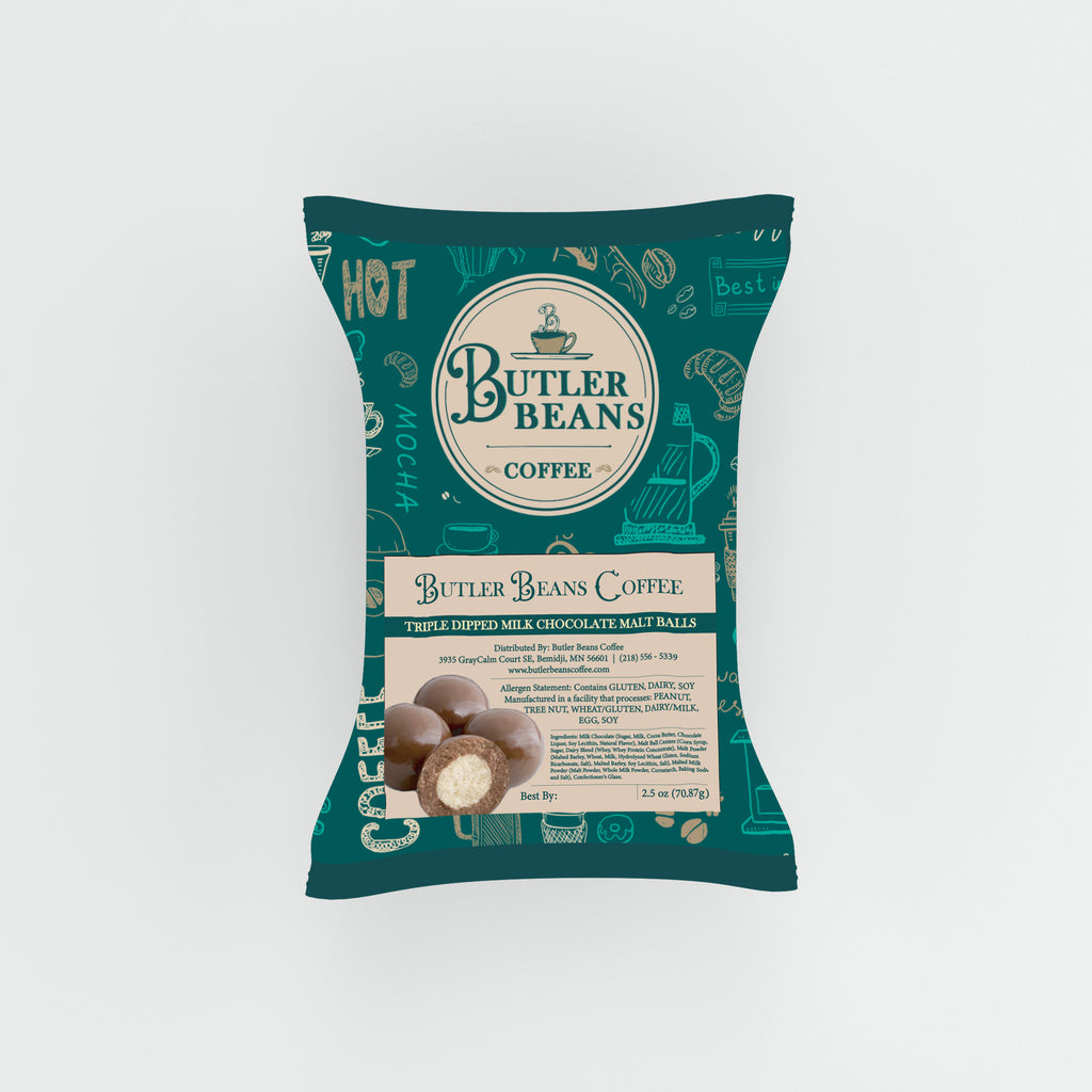 Triple Dipped Milk Chocolate Malted Milk Balls Candy Butler Beans Coffee