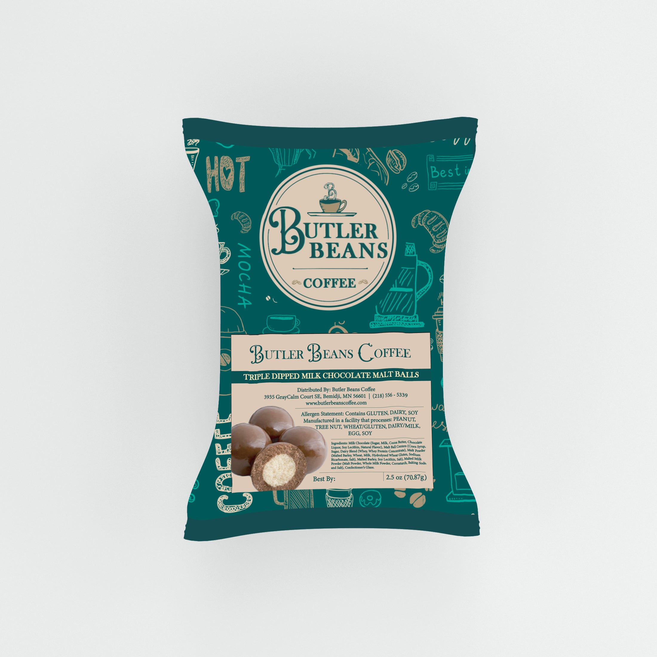 Triple Dipped Milk Chocolate Malted Milk Balls Candy Butler Beans Coffee